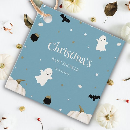 Halloween Baby shower pastel blauw Bedankjes Labels