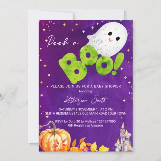 Halloween baby shower peek een boo schattig baby s kaart (Voorkant)