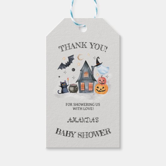 Halloween Baby shower Pompoen Dank u Cadeaulabel (Voorkant)