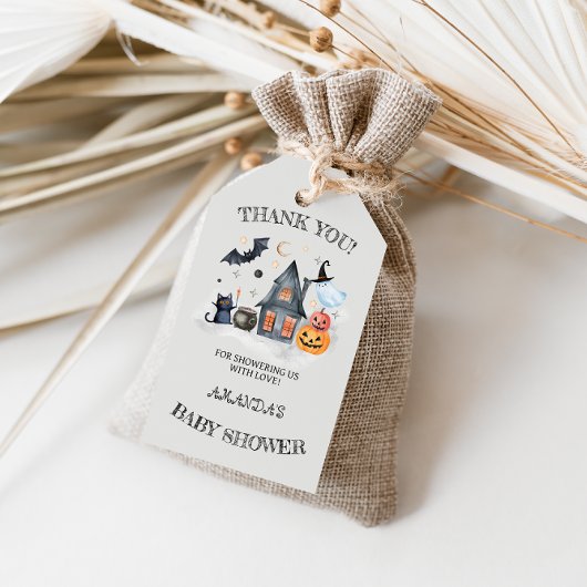 Halloween Baby shower Pompoen Dank u Cadeaulabel