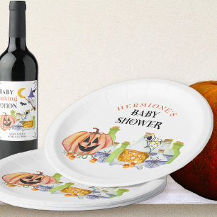 Halloween Baby Shower Pompoen en Toverdranken Papieren Bordje