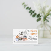 Halloween Baby shower Pompoen Luier Raffle Ticket Informatiekaartje (Staand voorkant)
