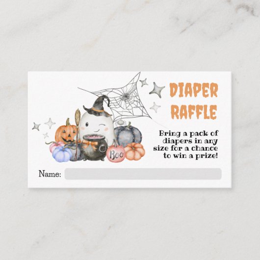 Halloween Baby shower Pompoen Luier Raffle Ticket Informatiekaartje (Voorkant)