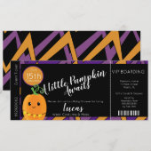 Halloween Baby Shower Pompoen Ticket Uitnodiging (Voorkant / Achterkant)