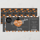 Halloween Baby shower Pumpkins Ticket Invitation Kaart (Voorkant / Achterkant)
