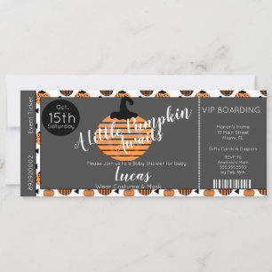 Halloween Baby shower Pumpkins Ticket Invitation Kaart