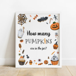 Halloween Baby shower Raad eens hoeveel pompoenen Poster