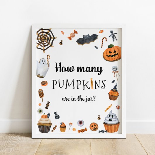 Halloween Baby shower Raad eens hoeveel pompoenen Poster