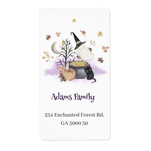 Halloween Baby shower retour adres sticker (Voorkant)