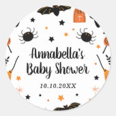 Halloween Baby shower Ronde Sticker (Voorkant)