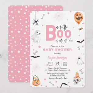 Halloween Baby shower Roze-geest-uitnodiging Kaart