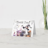 Halloween Baby shower roze gevouwen bedankkaart (Voorkant)