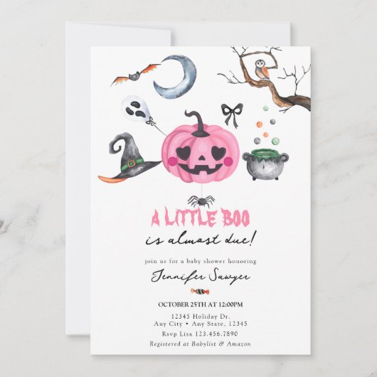 Halloween-Baby shower | Roze pompoen Kaart (Voorkant)