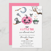 Halloween-Baby shower | Roze pompoen Kaart (Voorkant / Achterkant)