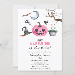 Halloween-Baby shower   Roze pompoen Kaart