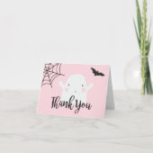 Halloween Baby shower roze spook Bedankkaart (Voorkant)