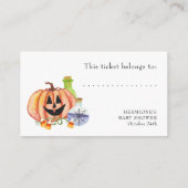 Halloween Baby shower Schattigee Spook Luier Raffl Informatiekaartje (Achterkant)