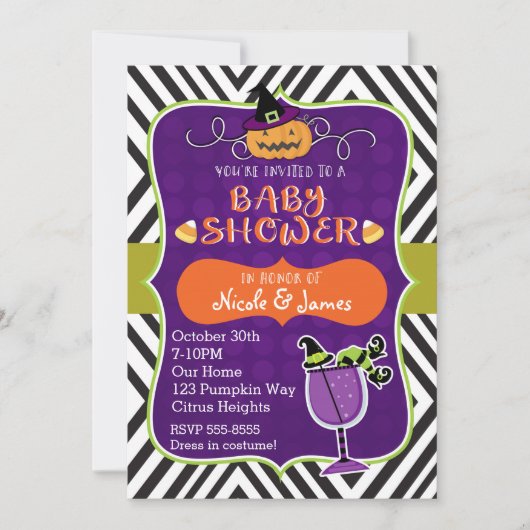 Halloween BABY SHOWER Schattigee uitnodiging (Voorkant)