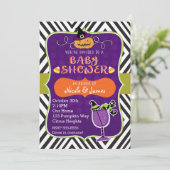 Halloween BABY SHOWER Schattigee uitnodiging (Staand voorkant)