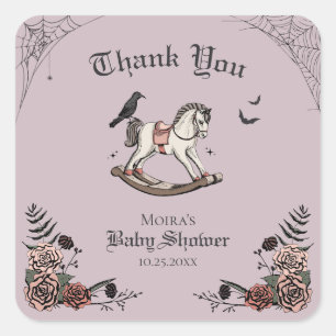 Halloween Baby Shower Schommelpaard Bedankt Vierkante Sticker