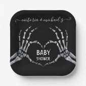 Halloween Baby shower Skelet Handen Hart Papieren Bordje (Voorkant)