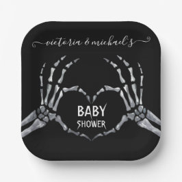 Halloween Baby shower Skelet Handen Hart Papieren Bordje