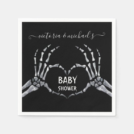 Halloween Baby shower Skelet Handen Hart Servet (Voorkant)