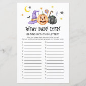Halloween Baby shower spel (Voorkant)