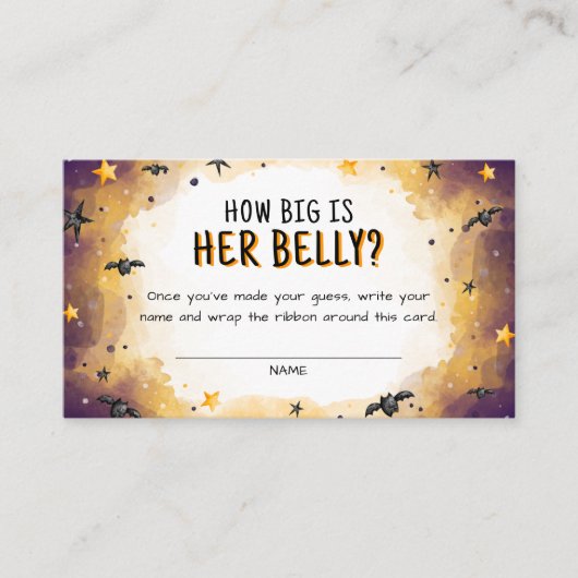 Halloween Baby shower spel Hoe groot is haar buik Informatiekaartje (Voorkant)