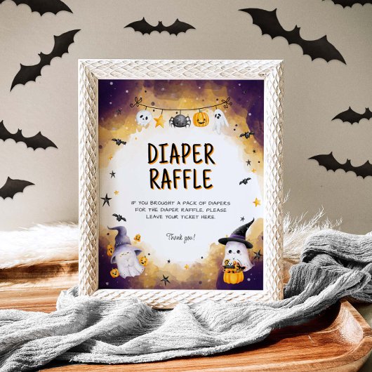 Halloween Baby shower Spel Luier Raffle Teken Poster