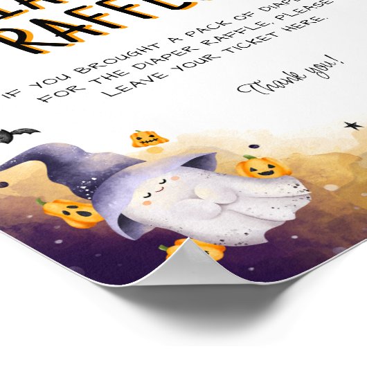 Halloween Baby shower Spel Luier Raffle Teken Poster (Hoek)