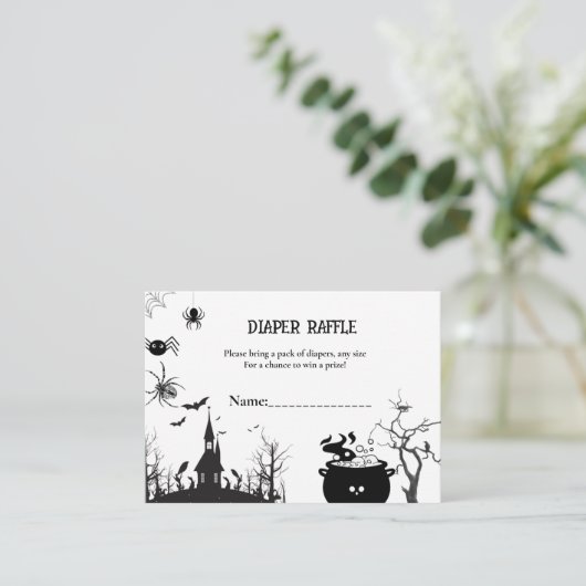 Halloween baby shower spel luier verzoek informatiekaartje (Staand voorkant)