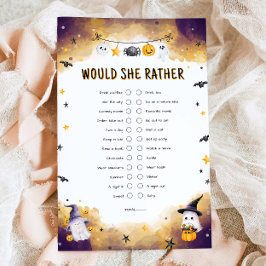 Halloween Baby shower spel zou ze liever spel