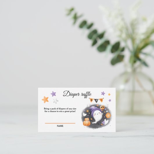 Halloween Baby shower Spook Luier Raffle Kaart (Staand voorkant)