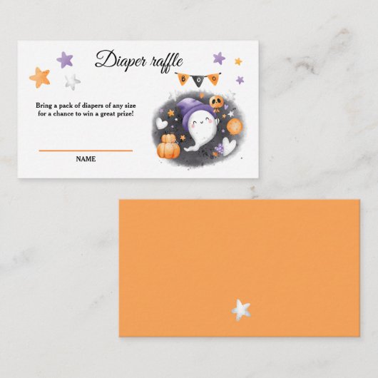 Halloween Baby shower Spook Luier Raffle Kaart (Voorkant / Achterkant)