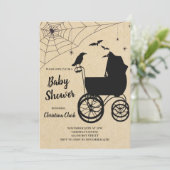Halloween Baby shower Spooky Gothic Kaart (Staand voorkant)