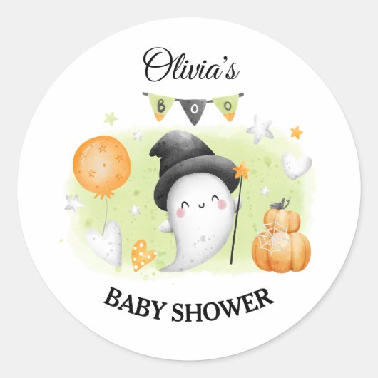 Halloween Baby shower Sticker Little Boo (Voorkant)