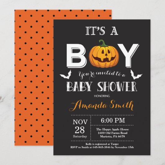 Halloween Baby Shower - uitnodiging (Voorkant / Achterkant)