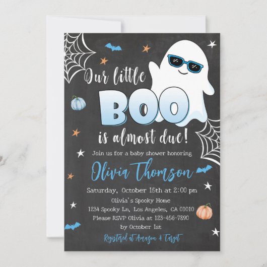 Halloween Baby shower Uitnodiging Leuke Ghost Boy (Voorkant)