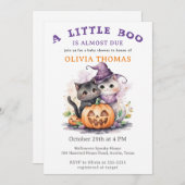 Halloween Baby Shower Uitnodiging Little Boo Katte (Voorkant / Achterkant)