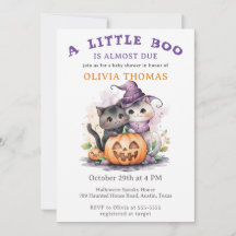 Halloween Baby Shower Uitnodiging Little Boo Katte