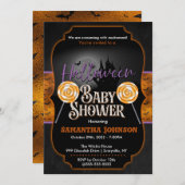 Halloween Baby shower Uitnodiging met katten (Voorkant / Achterkant)