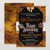 Halloween Baby shower Uitnodiging met katten (Voorkant / Achterkant)