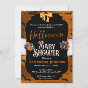 Halloween Baby shower Uitnodiging met katten
