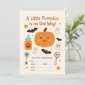 Halloween Baby Shower Uitnodiging – Mooie Pompoen (Staand voorkant)