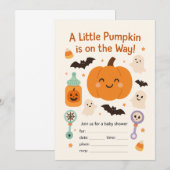 Halloween Baby Shower Uitnodiging – Mooie Pompoen (Voorkant / Achterkant)