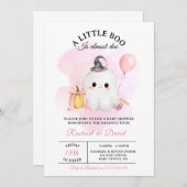 Halloween Baby shower uitnodiging | Schattige Litt (Voorkant / Achterkant)