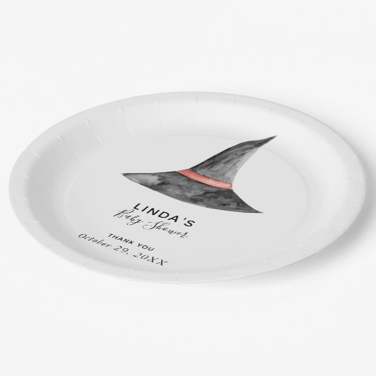 Halloween Baby shower Waterverf Witch's Pet Cute Papieren Bordje (Gekanteld)