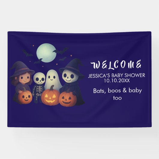 Halloween Baby Shower Welkombanner Spandoek (Horizontaal)