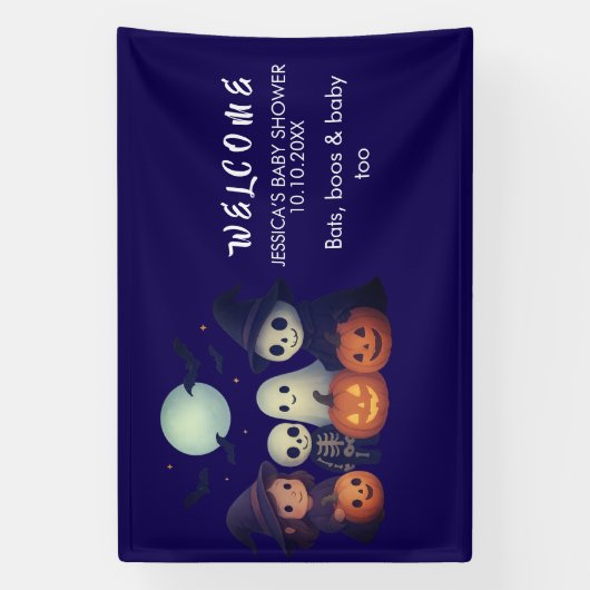 Halloween Baby Shower Welkombanner Spandoek (Verticaal)